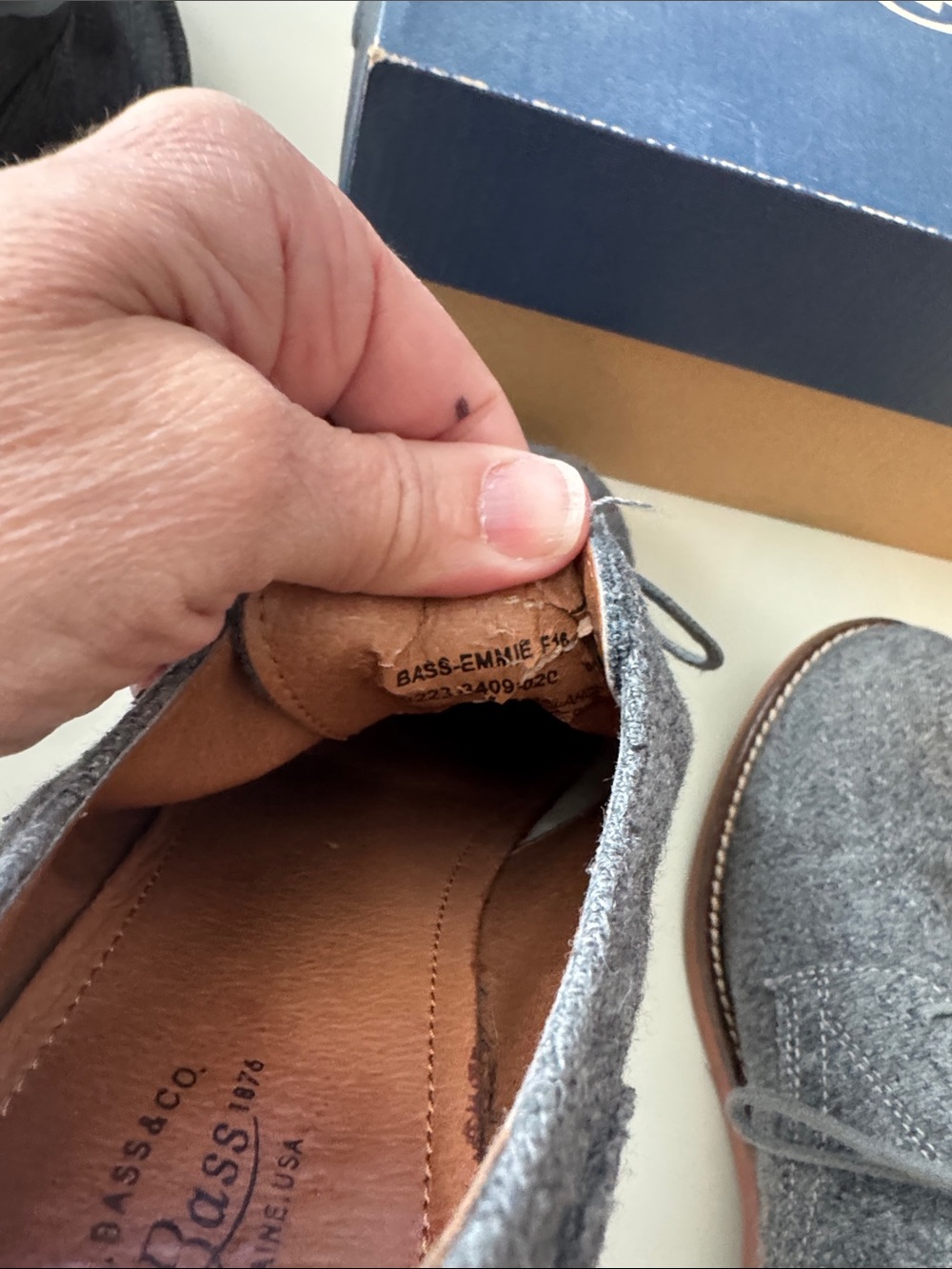 Bass Grey Wool Derby Shoes with Tan Sole - Picture 8 of 8